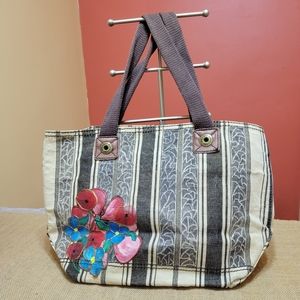 Refashioned/Handpainted Vtg Gap Canvas/Jute stripe tote bag